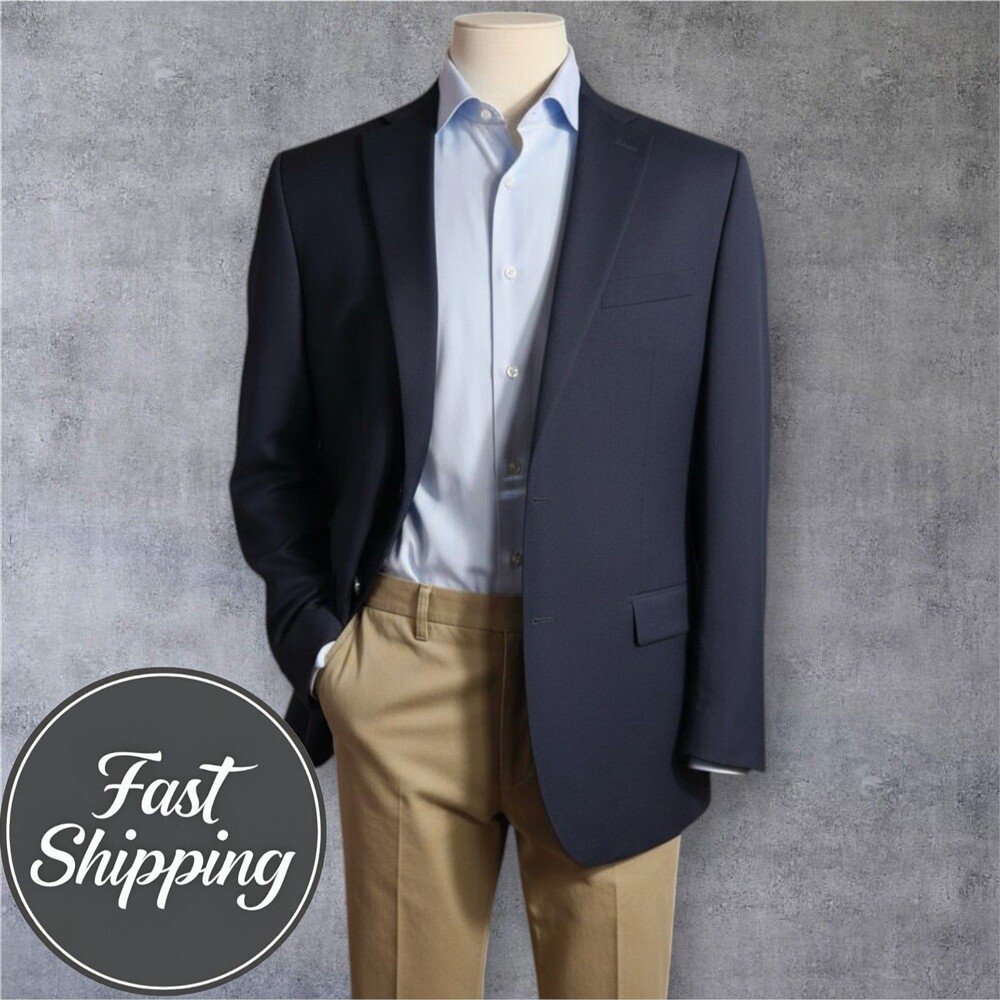 Michael Kors Men's 42R Navy Blue Wool Blazer Sport Coat Two Button Suit Jacket